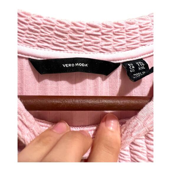 Vero Moda Hela Pink Sweatshirt Crop Top with Statement Long Puff Sleeves - Picture 7 of 7